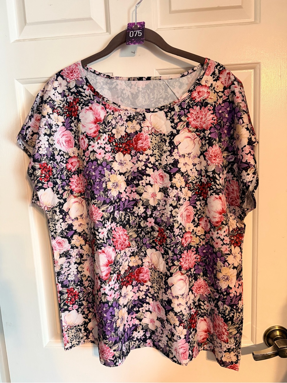 Floral Short Sleeve Tee - Purple & Pink